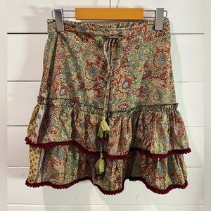 ANISA – Silk• Multicolor Ruffle Skirt M/L
